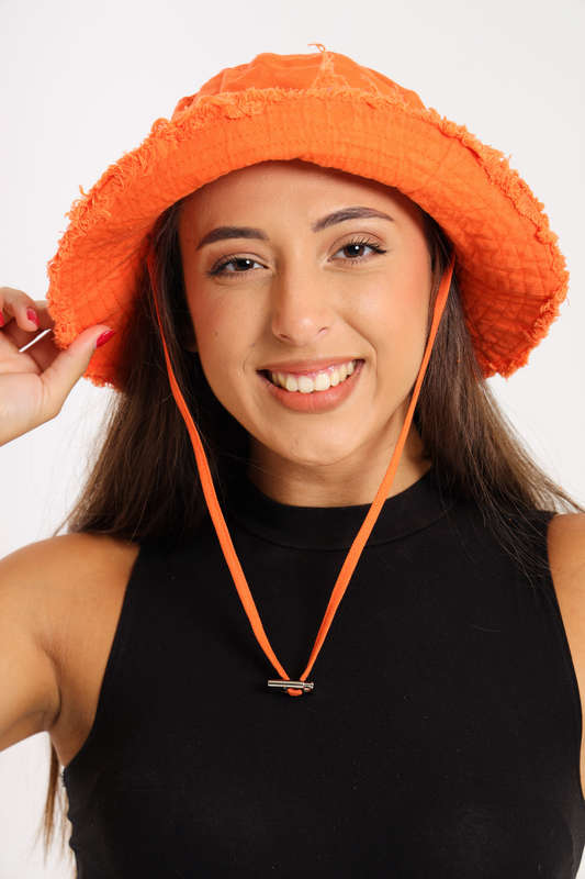 Denim Drawstring Frayed Bucket Hat For Men or Ladies