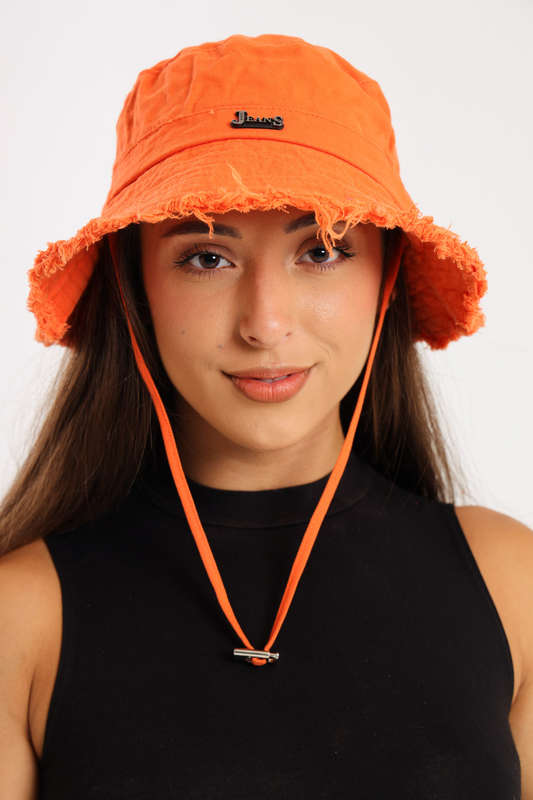 Denim Drawstring Frayed Bucket Hat For Men or Ladies