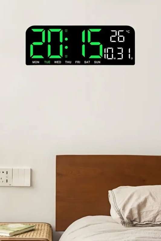 Digital Wall Temperature, Week, And Dates Display LED Alarm Clock