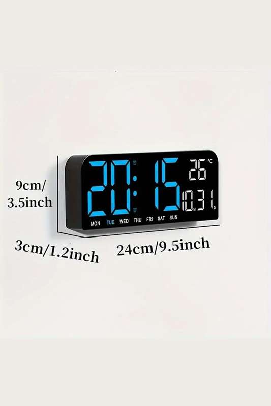 Digital Wall Temperature, Week, And Dates Display LED Alarm Clock