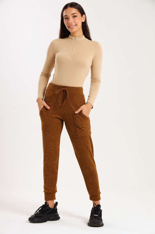 Ladies Italian Ribbed Track Pants with Pockets