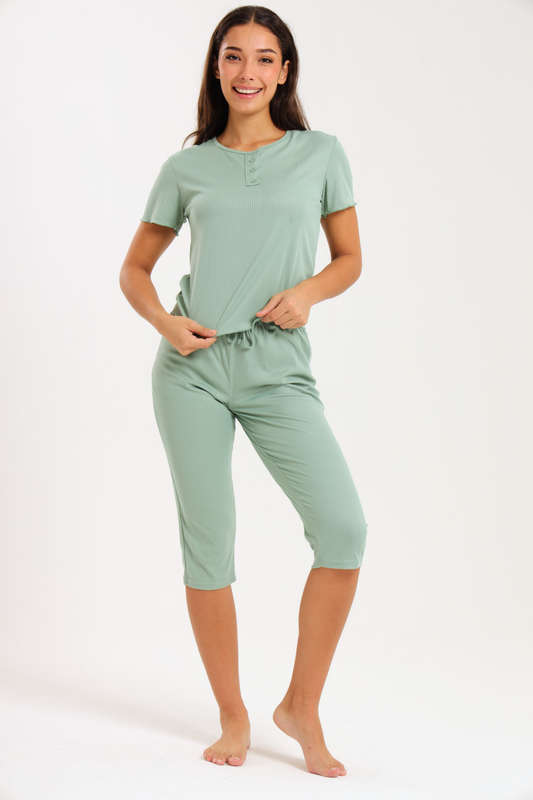 Ladies Printed 3/4 Pyjama Set