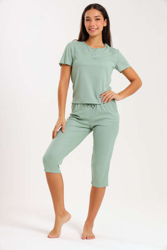 Ladies Printed 3/4 Pyjama Set