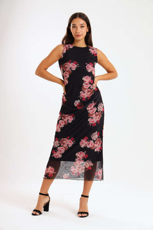 Lucia Ladies Sleeveless Mesh Evening - Office Dress