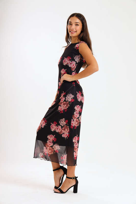 Lucia Ladies Sleeveless Mesh Evening - Office Dress