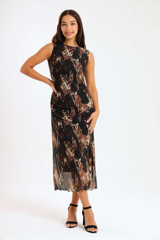 Lucia Ladies Sleeveless Mesh Evening - Office Dress