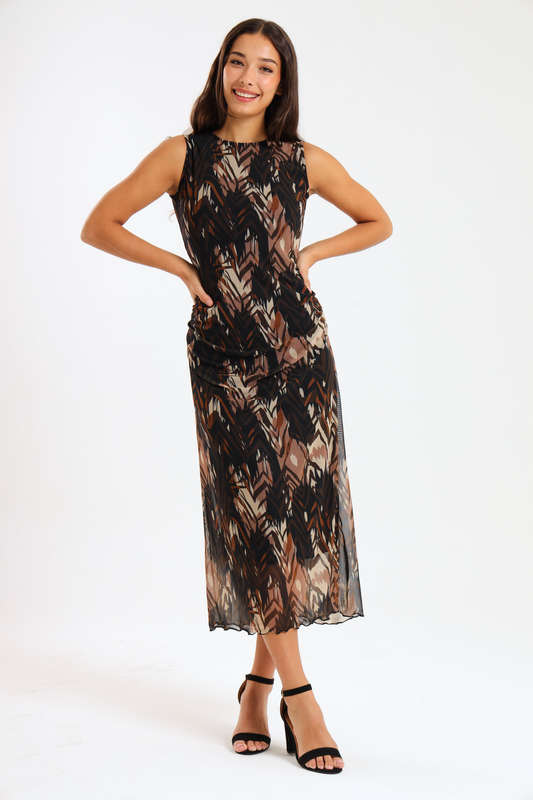 Lucia Ladies Sleeveless Mesh Evening - Office Dress
