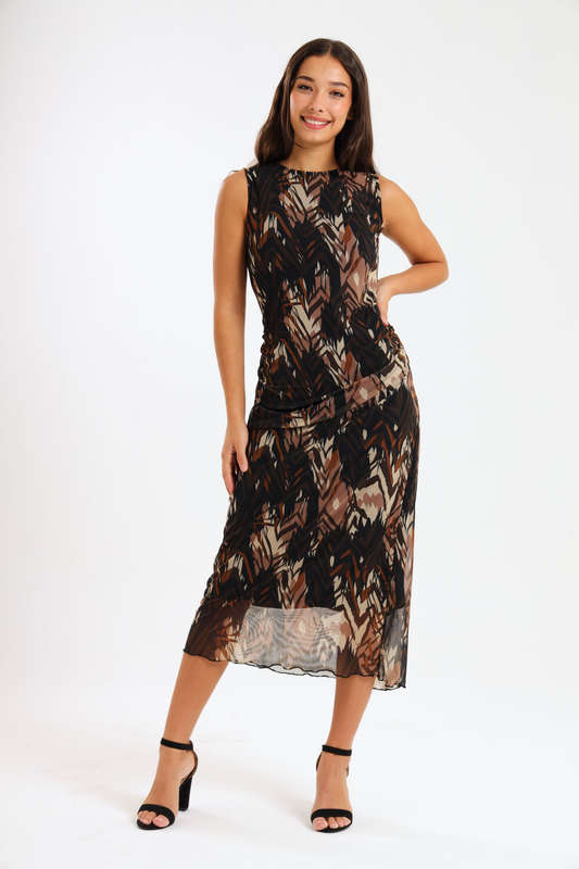 Lucia Ladies Sleeveless Mesh Evening - Office Dress