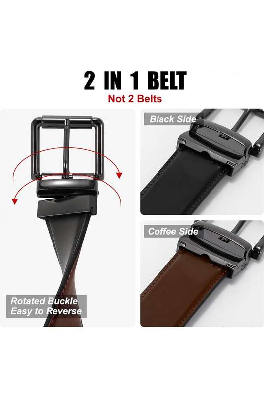 Mens Reversable Premium PU Leather Belt 35mm X 1300mm