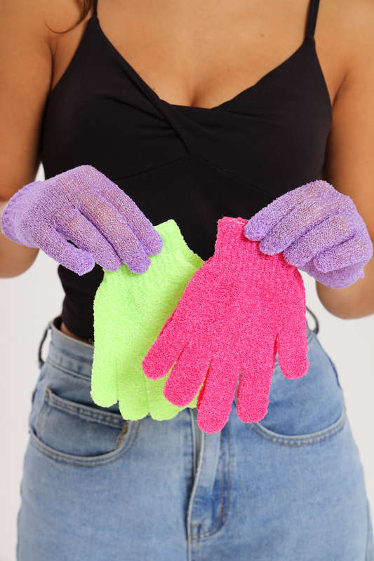 Senza® 3 Pairs Exfoliating Bath Shower Gloves - 6 Gloves