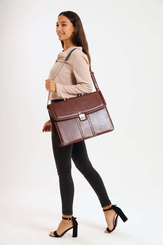 Senza® Premium Faux Leather 17 Inch Laptop Bussiness Briefcase Bag
