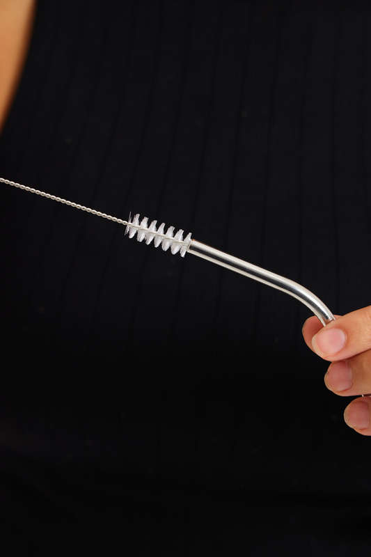 Senza® Stainless Steel Straw Set With Cleaning Brush 210mm
