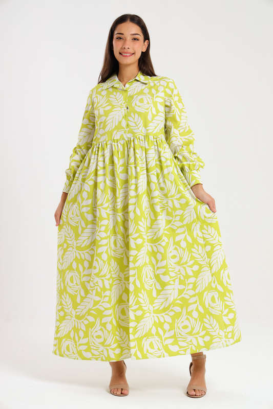 Eleanor Printed Collar Maxi Dress With Pockets