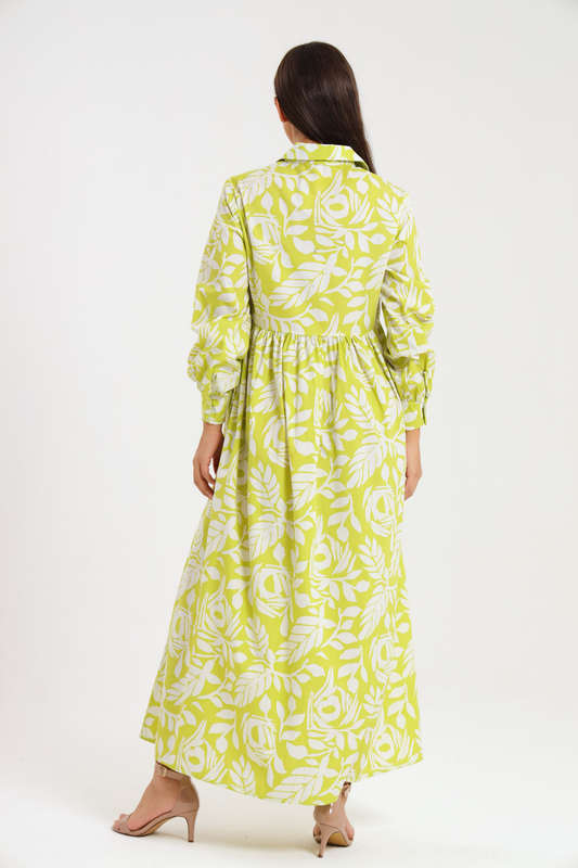 Eleanor Printed Collar Maxi Dress With Pockets