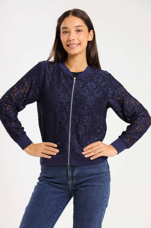 Ladies Lace Zipp-Up Cover Jacket