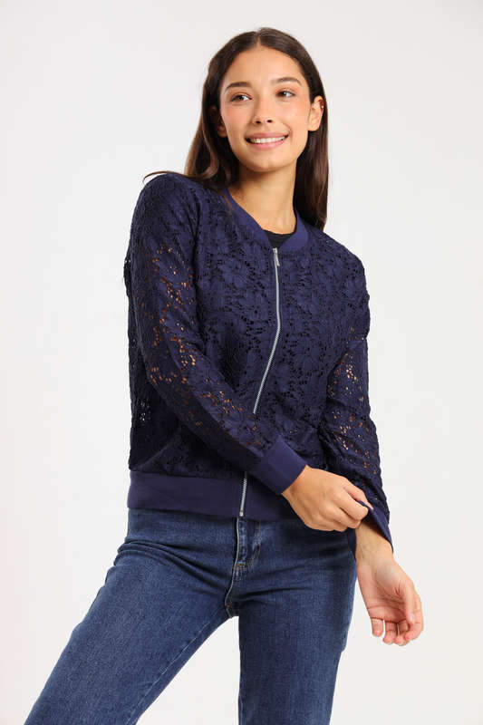 Ladies Lace Zipp-Up Cover Jacket