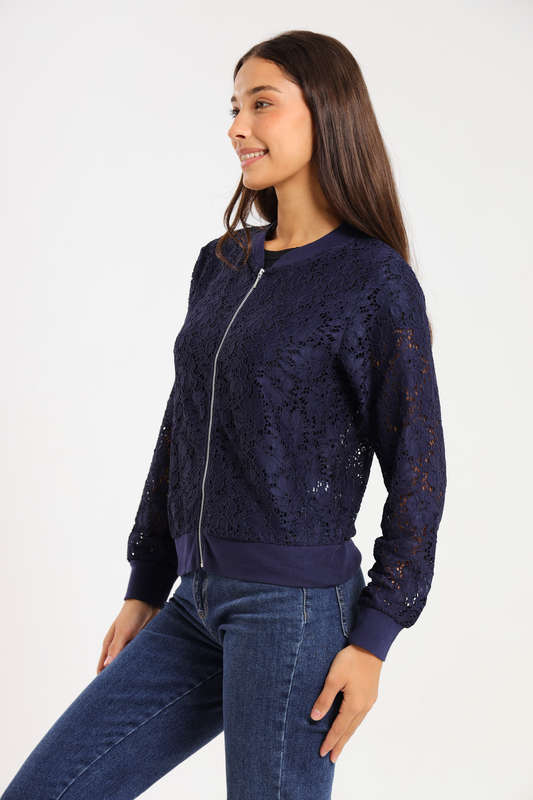 Ladies Lace Zipp-Up Cover Jacket