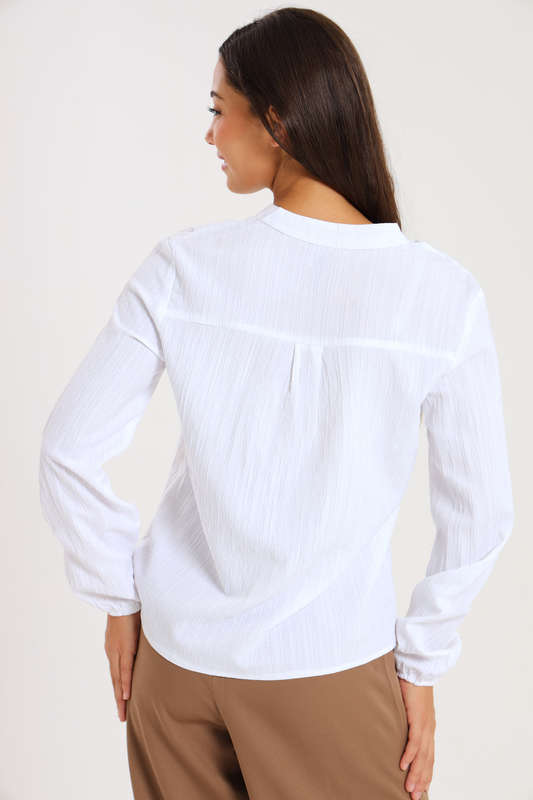 Ladies Long Sleeve V-Neck Henley Top