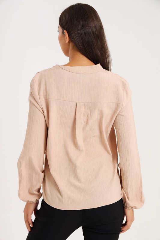 Ladies Long Sleeve V-Neck Henley Top