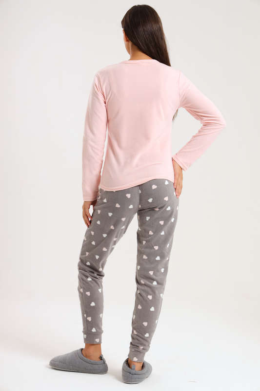 Ladies Microfleece Winter Long Sleeve Pyjama Set