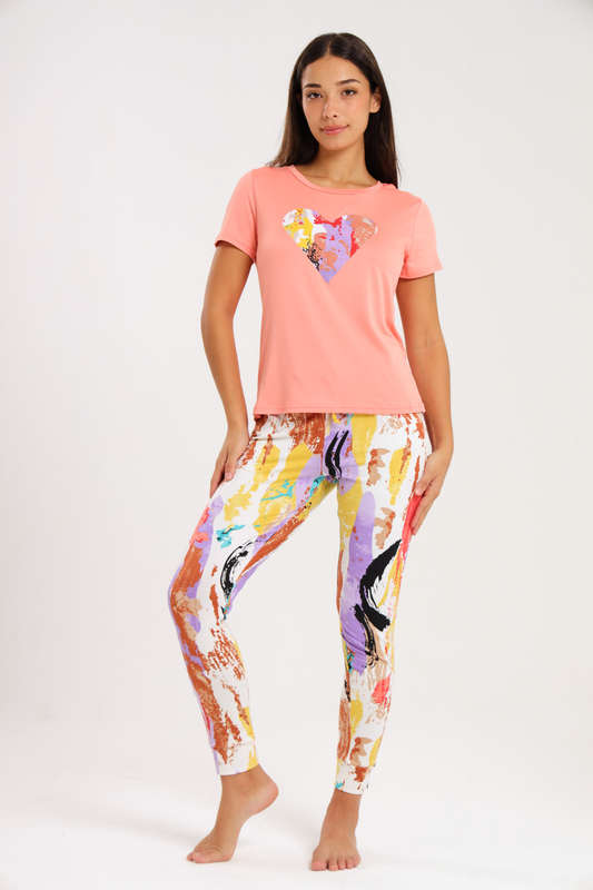 Ladies Printed Short Sleeve Pyjama Set