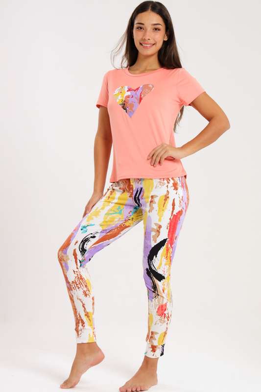 Ladies Printed Short Sleeve Pyjama Set