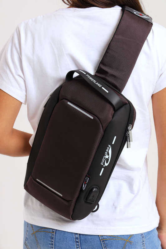 Powerland Anti Theft Sling Crossbody Bag Shoulder Backpack with USB Charging Port Waterproof Ches...