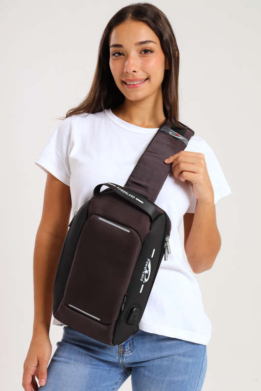 Powerland Anti Theft Sling Crossbody Bag Shoulder Backpack with USB Charging Port Waterproof Ches...