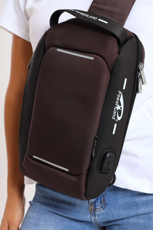 Powerland Anti Theft Sling Crossbody Bag Shoulder Backpack with USB Charging Port Waterproof Ches...
