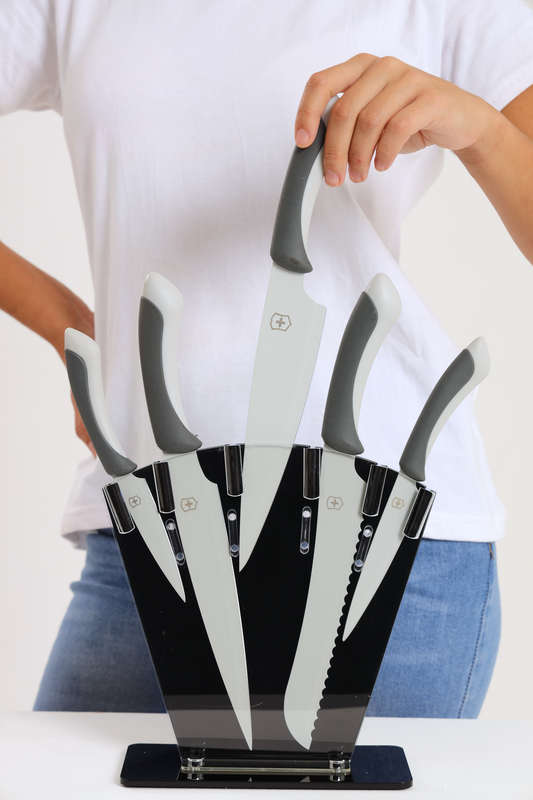 Premium 5 Piece Stainless Steel Luxury Knife Set With Acrylic Stand