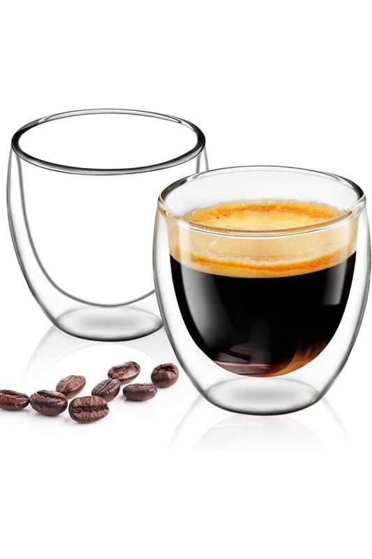 Senza® 2 x 150ml Clear Double Wall Espresso Coffee Glass Mugs