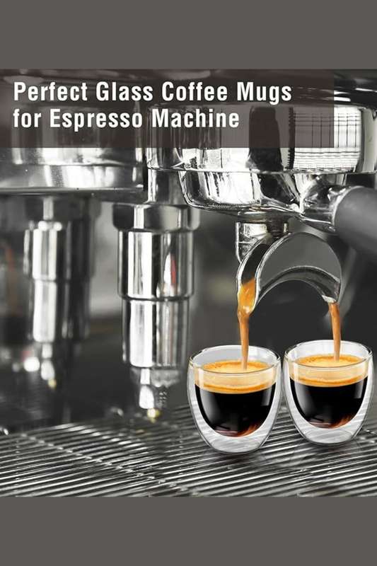 Senza® 2 x 150ml Clear Double Wall Espresso Coffee Glass Mugs