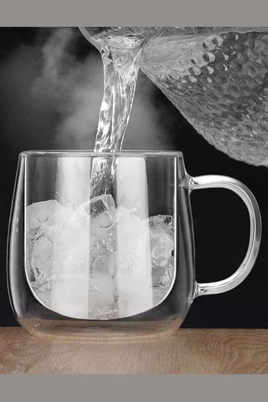 Senza® 2x 300ml Clear Double Wall Coffee Glass Mugs with Handle