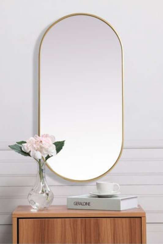 Senza® Large Oval Metal Gold Framed Mirror 500mm X 1000mm