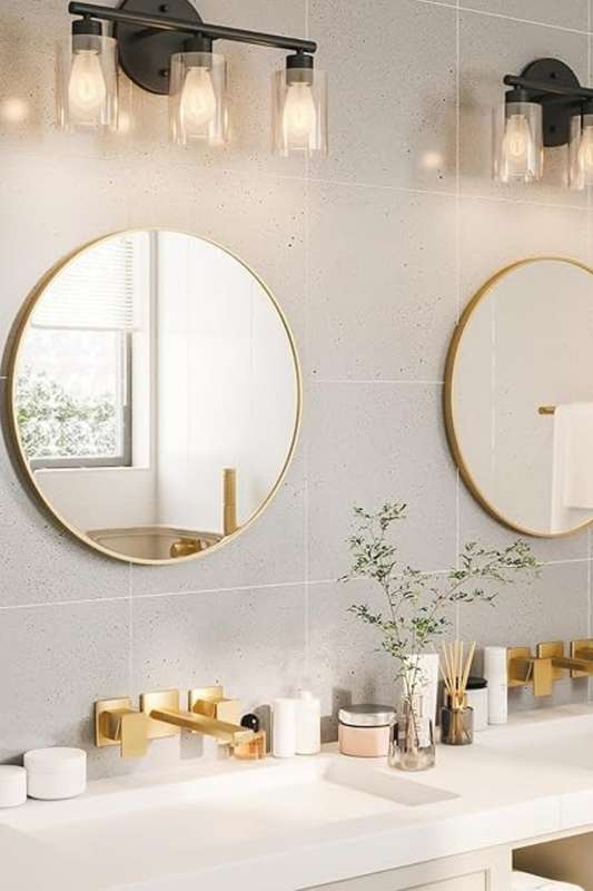 Senza® Large Round Metal Gold Framed Mirror 600mm
