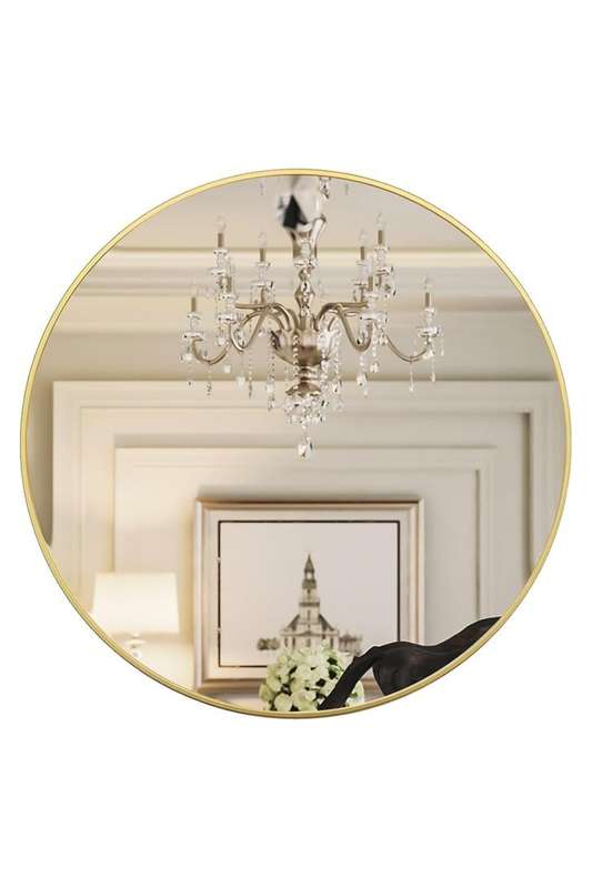 Senza® Large Round Metal Gold Framed Mirror 600mm
