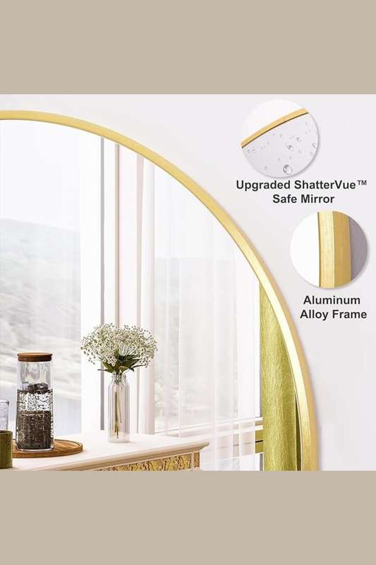 Senza® Large Round Metal Gold Framed Mirror 800mm