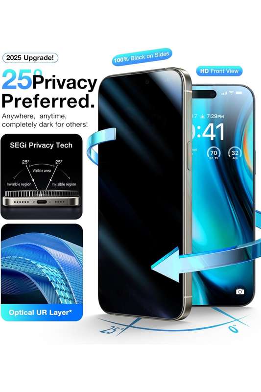 iPhone 16 Pro Plus UltraGlass Tempered Privacy Screen Protector