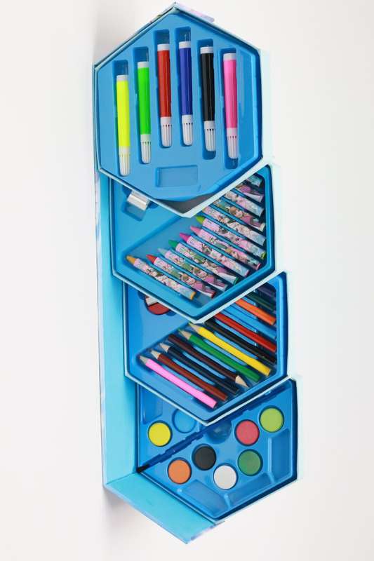 46 Piece Kids Foldable Art Set in Hexagon Box