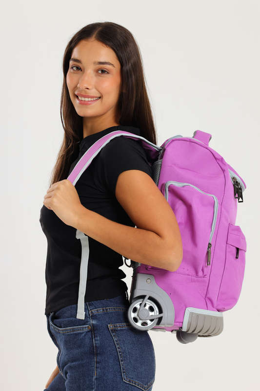 Camel Mountain School Trolley Bag Backpack Large Purple