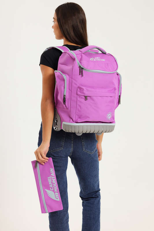 Camel Mountain School Trolley Bag Backpack Large Purple