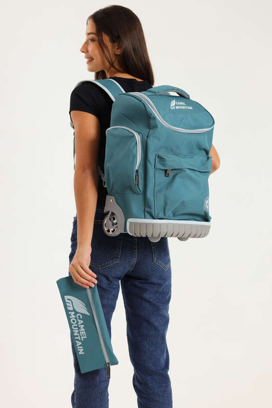Camel Mountain School Trolley Bag Backpack Large Green
