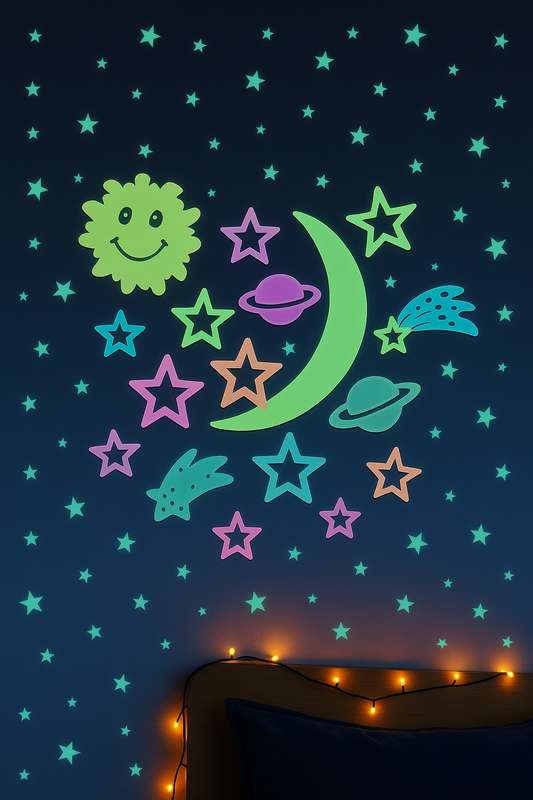 Glow in Dark Luminous Fluorescent 3D Stars &amp; Planets