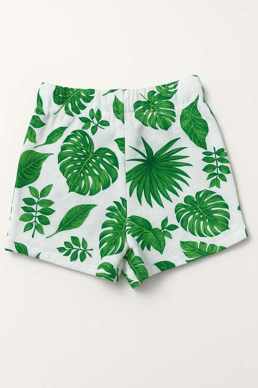 Kids Floral Printed White &amp; Green Shorts 3 to 24 Months