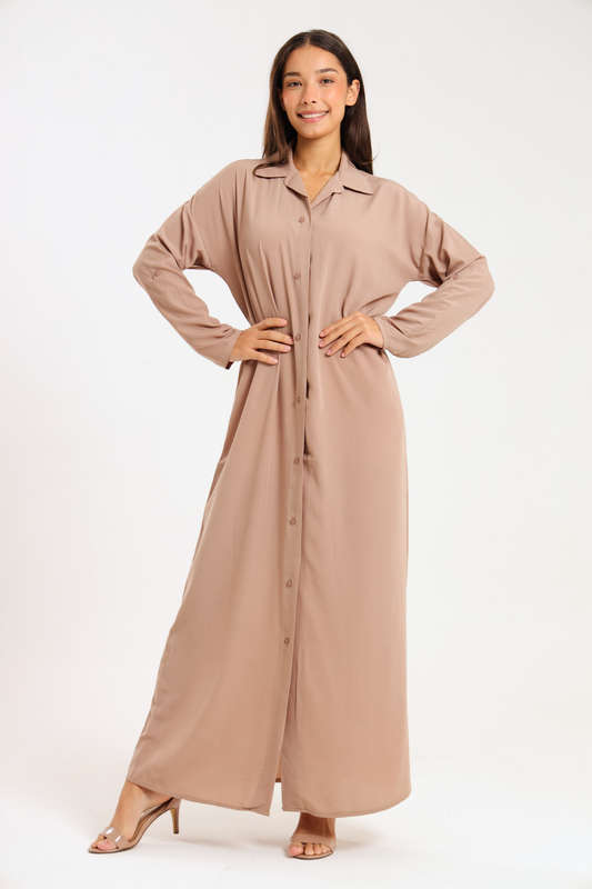 Ladies Madilyn Maxi Full Length Button Down Shirt Dress