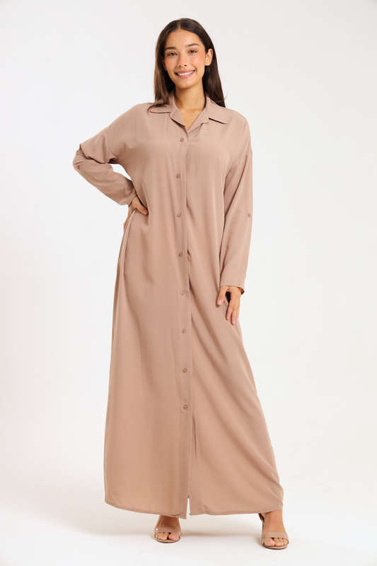 Ladies Madilyn Maxi Full Length Button Down Shirt Dress
