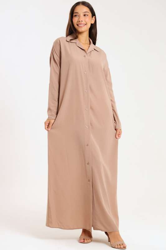 Ladies Madilyn Maxi Full Length Button Down Shirt Dress