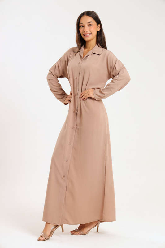 Ladies Madilyn Maxi Full Length Button Down Shirt Dress