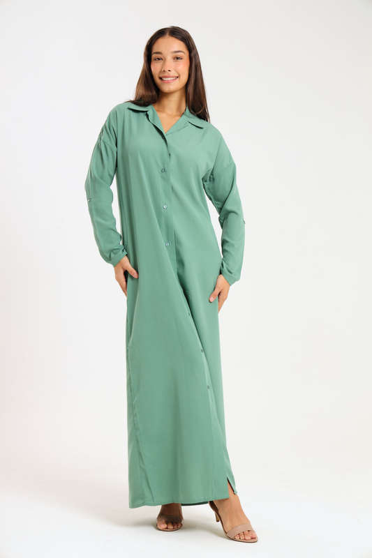 Ladies Madilyn Maxi Full Length Button Down Shirt Dress