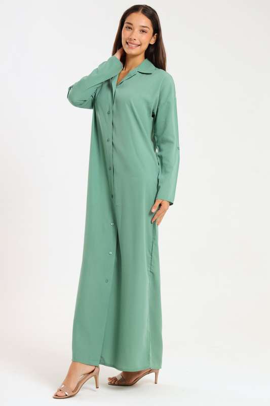 Ladies Madilyn Maxi Full Length Button Down Shirt Dress
